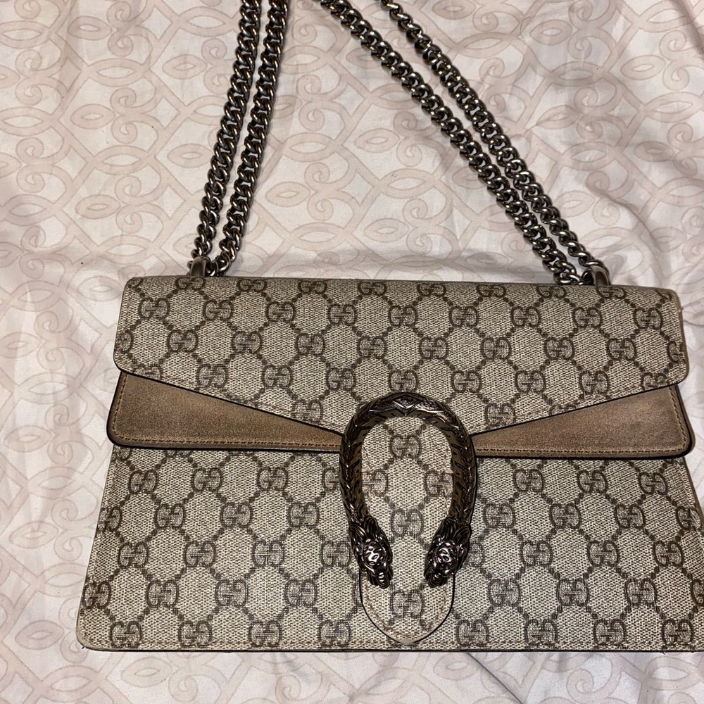 Gucci Beige and Brown Patterned Shoulder Bag